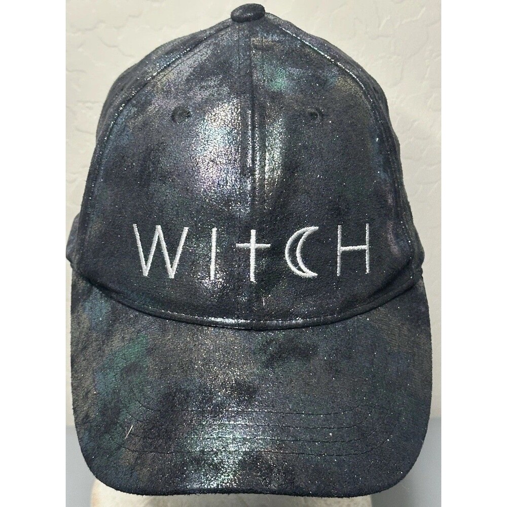 Spirit Halloween WITCH Crescent Moon Multi-Chrome Iridescent Baseball Cap NWOT